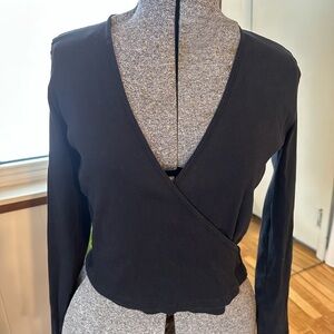 Los Angeles Apparel 2x1 Rib Knit Wrap Top Women’s Size Large